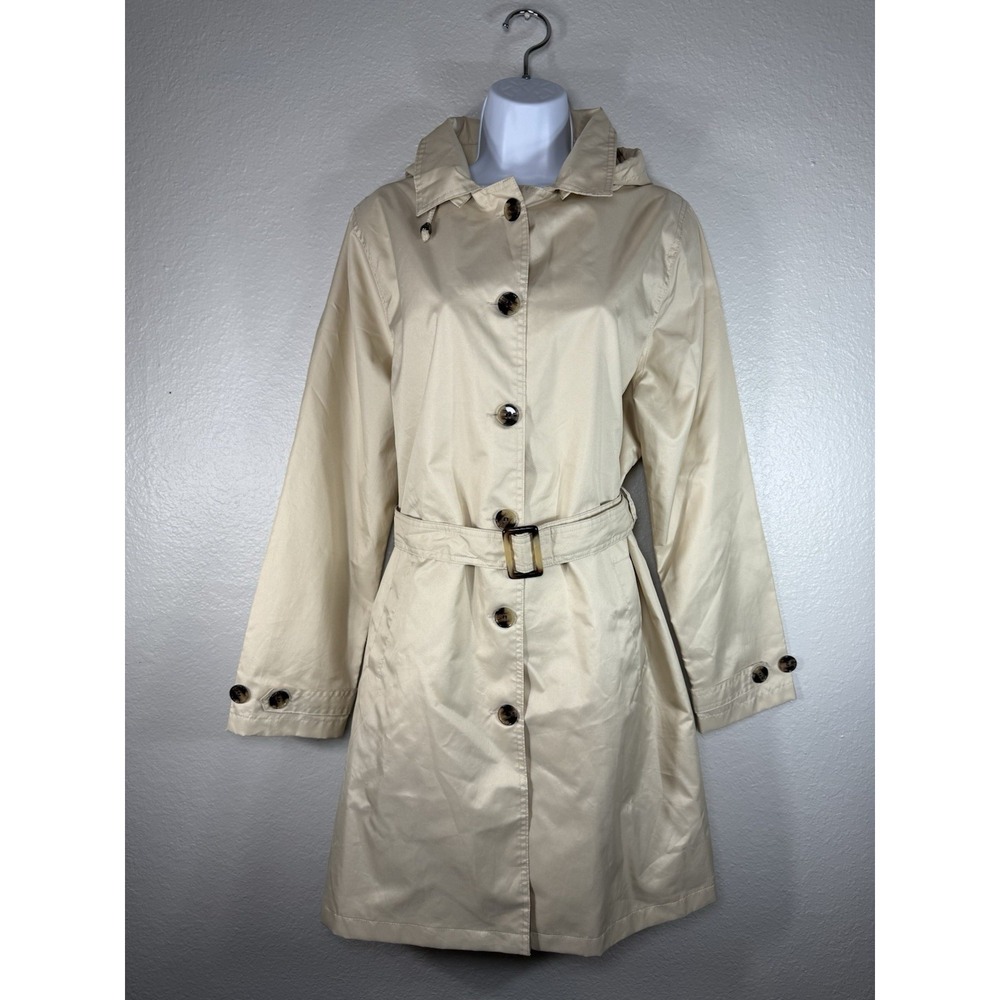 Capelli New York Ladies Solid Khaki Mid-Length Basic Trench Rain Coat Size M